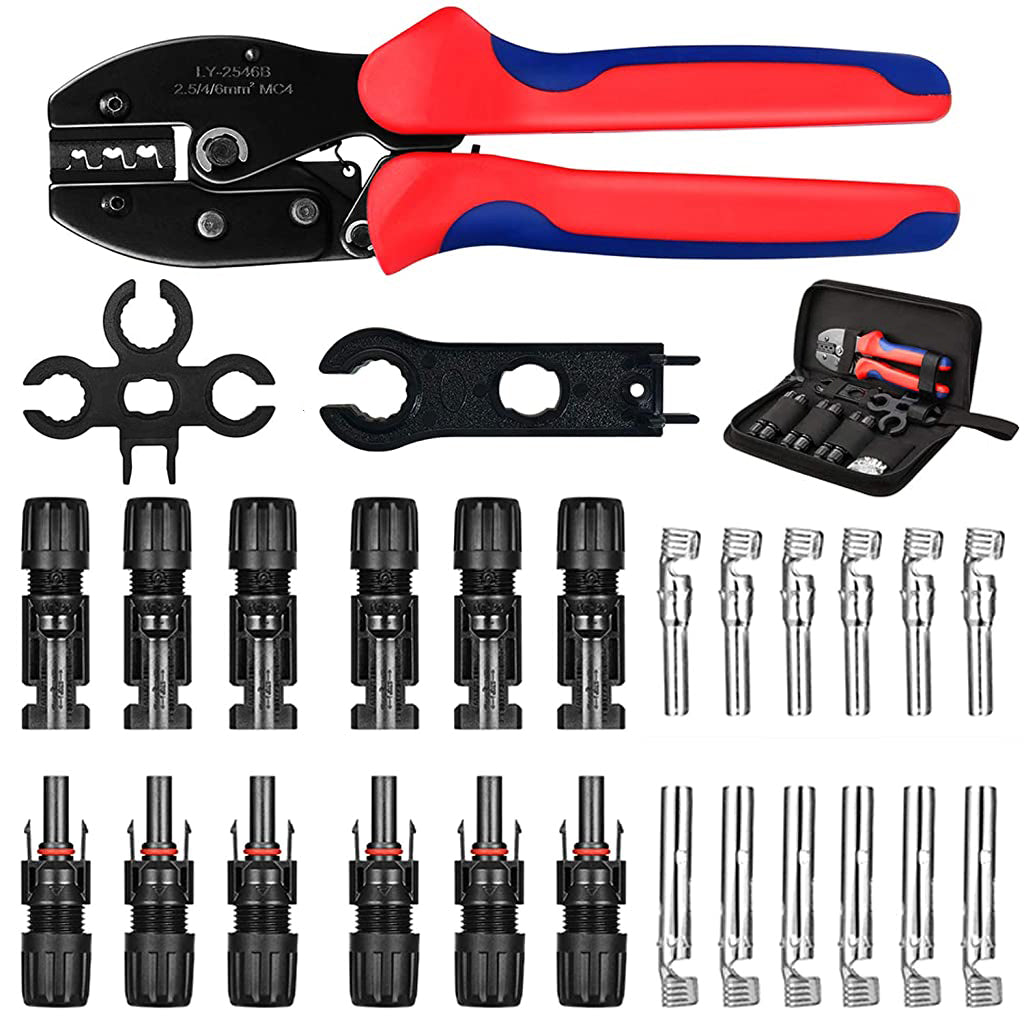 HASTHIP Solar Crimping Tools Set with MC3 MC4 Wrench Spanner and 6pcs Male Female Solar Charger Adapter Outlet Extender for Phone, Tablet, Laptop HASTHIP Solar Crimping Tools Set with MC3 MC4 Wrench Spanner and 6pcs Male Female Solar Charger Adapter Outlet Extender for Phone, Tablet, Laptop